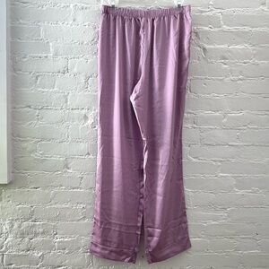 Juicy Couture Sleepwear Wide Leg Satin Lounge Pants Rhinestone Logo Lavender S